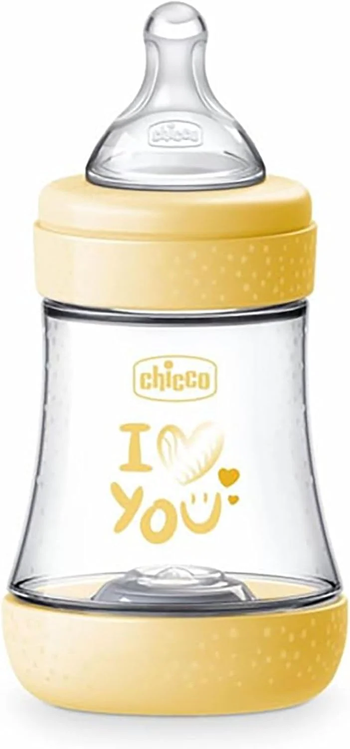 شيكو Chicco Perfect 5 Feeding Bottle 150ml Slow Flow 0m+ Silicone, Yellow